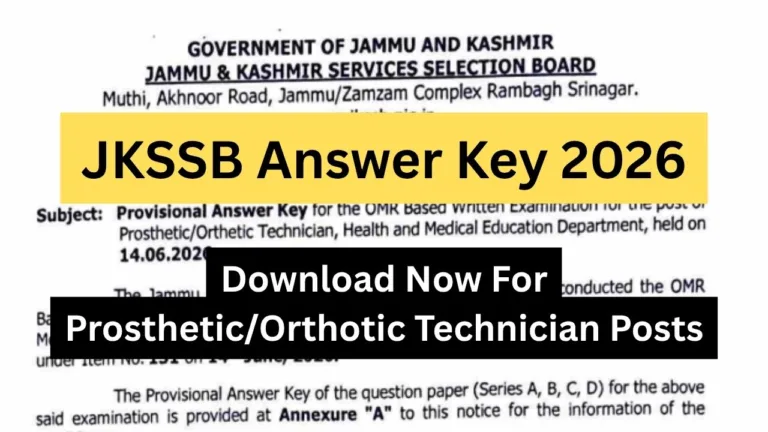 JKSSB Answer Key 2026