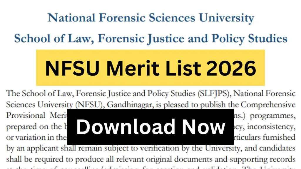 NFSU Merit List 2026