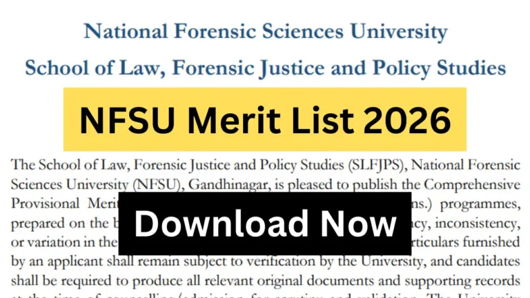 NFSU Merit List 2026