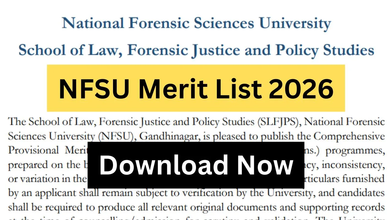 NFSU Merit List 2026