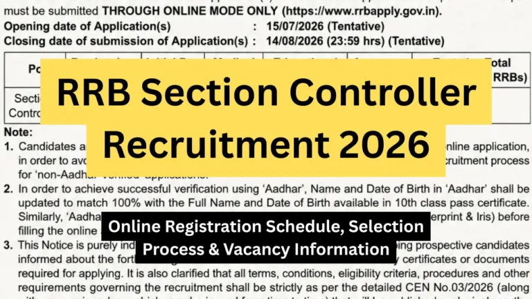 RRB Section Controller Recruitment 2026